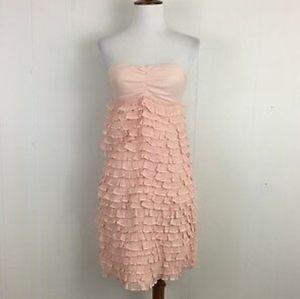 J.Crew Pink Tiered Ruffle Strapless Dress